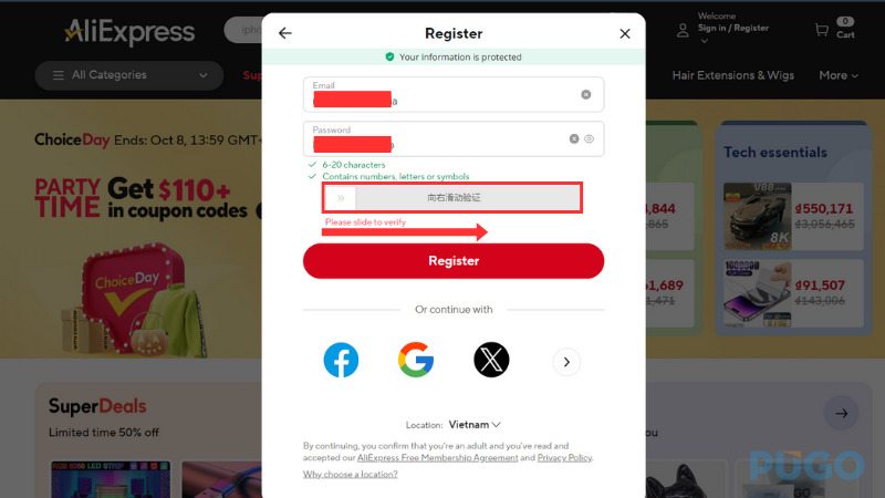 Trượt để xác minh Trượt để xác minh
