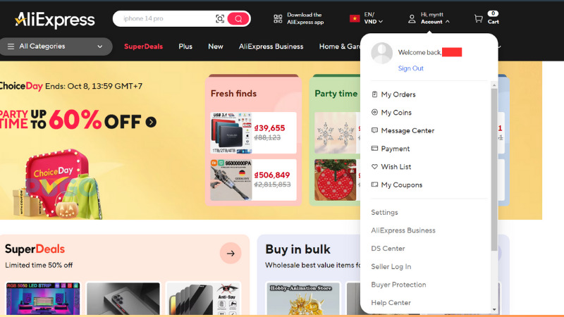 Đăng ký tài khoản Aliexpress thành công Đăng ký tài khoản Aliexpress thành công