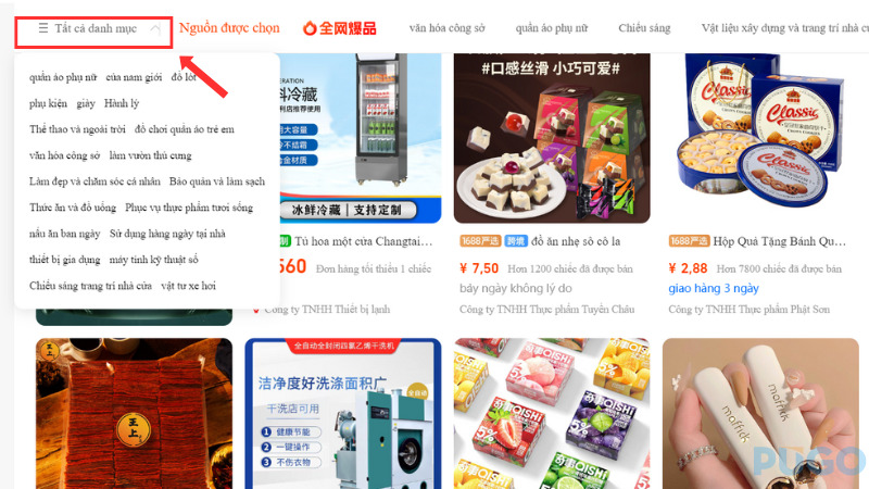 Chọn Tất cả danh mục