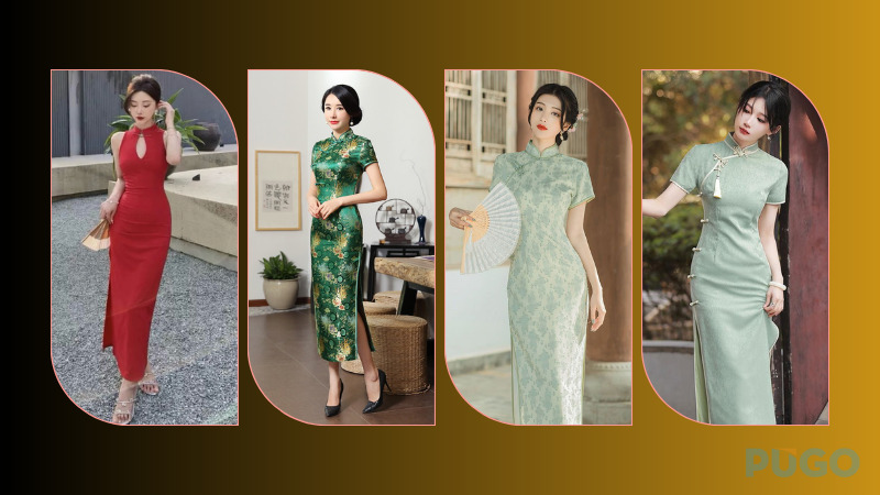 Sườn xám hiện đại dáng dài