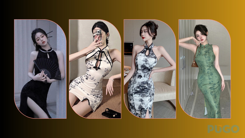 Sườn xám hiện đại không tay