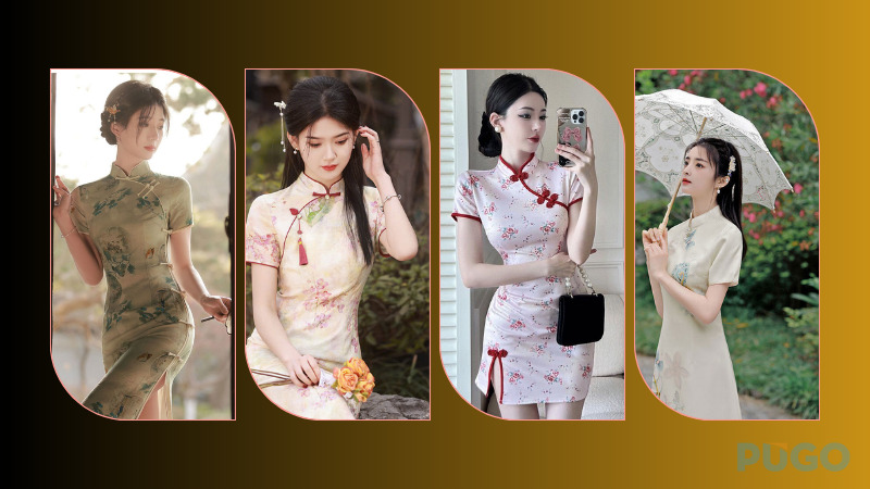 Sườn xám hiện đại ngắn tay