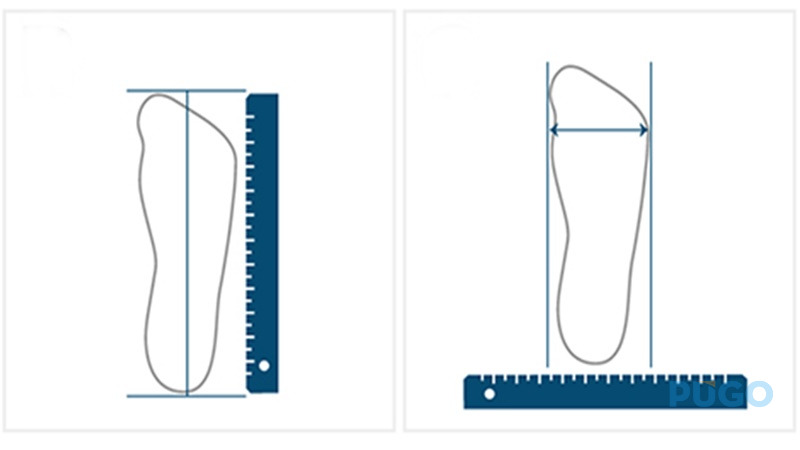 Đo chiều dài và chiều rộng bàn chân