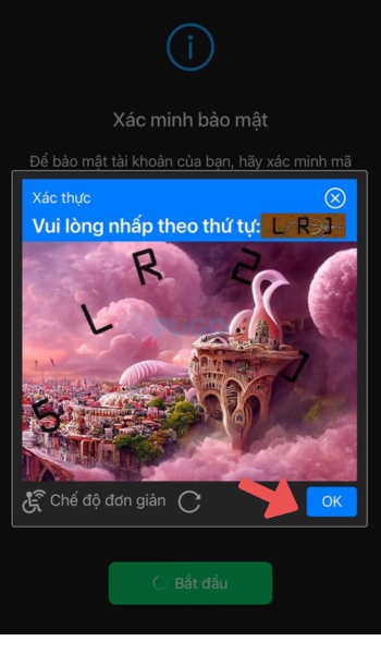 Chọn chữ xong bấm "OK"