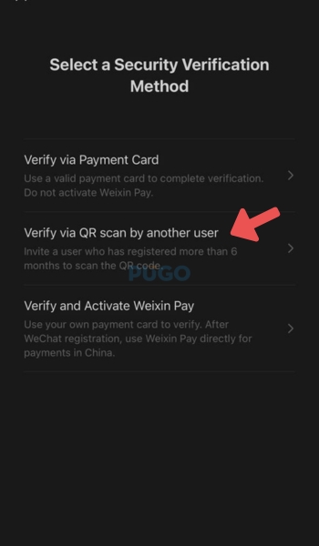 Chọn mục 2 như hình để tiến hành quét mã xác minh