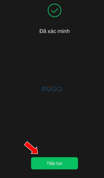Bấm "Tiếp tục" như mũi tên minh họa