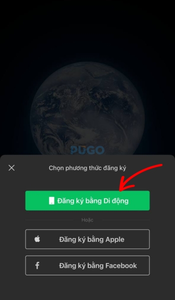 Chọn đăng ký bằng số điện thoại