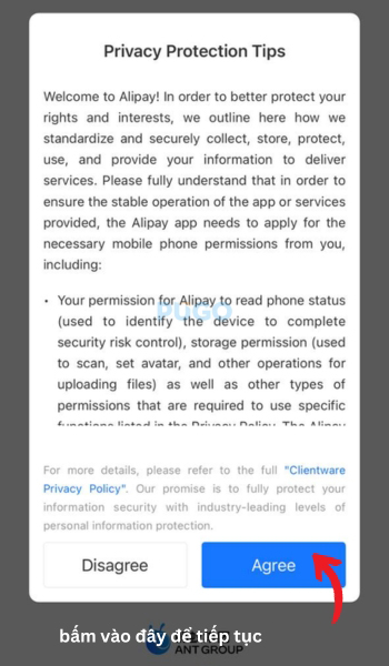 Chọn "Argee" để đồng ý sử dụng app Chọn "Argee" để đồng ý sử dụng app