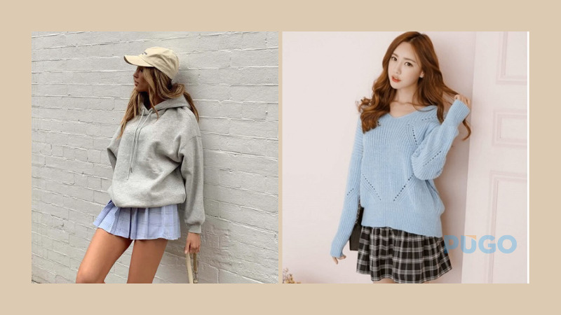 Phối với áo hoodie hay áo len oversize