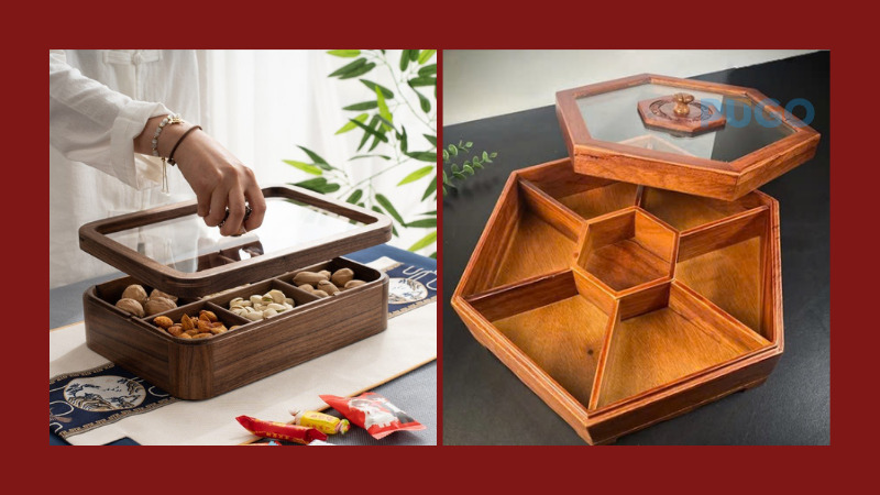 Khay đựng bánh kẹo Tết bằng gỗ tự nhiên