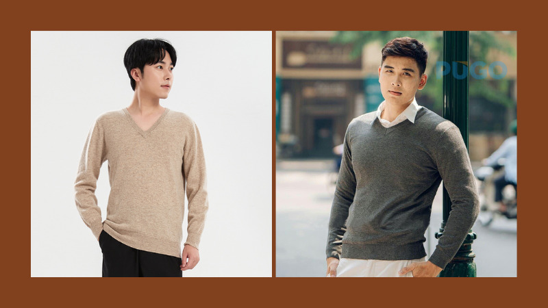 Áo len cổ chữ V thời thượng Áo len cổ chữ V thời thượng
