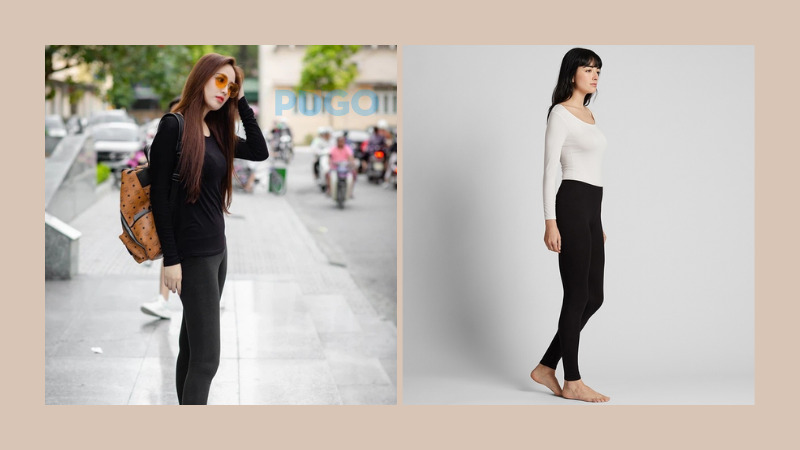 Áo giữ nhiệt nữ phối với quần legging