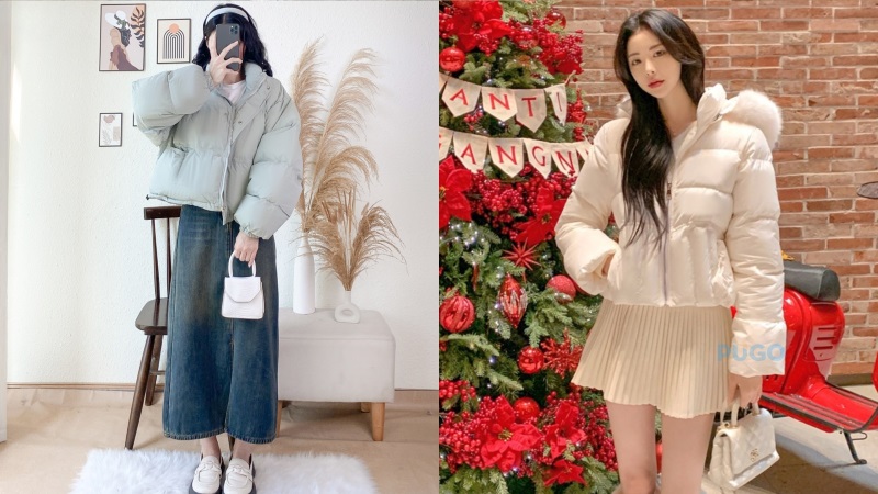 Áo phao với chân váy Áo phao với chân váy