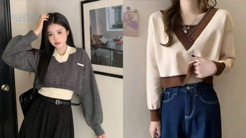 Áo len croptop