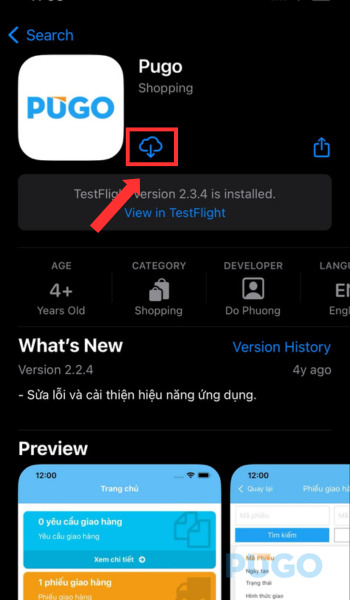 Bấm nút biểu tượng tải về