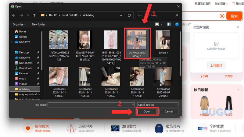 Chọn hình ảnh đã lưu sẵn trong máy, chọn Open Chọn hình ảnh đã lưu sẵn trong máy, chọn Open