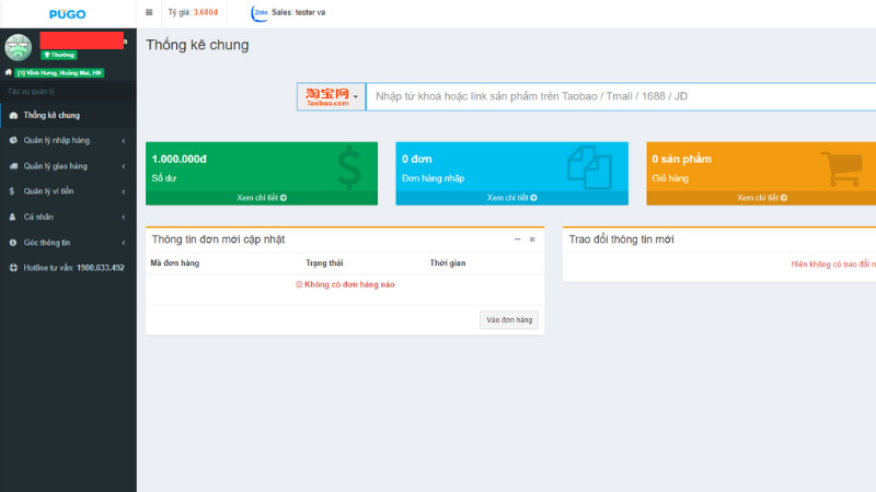 Giao diện mua hàng Pugo trên máy tính