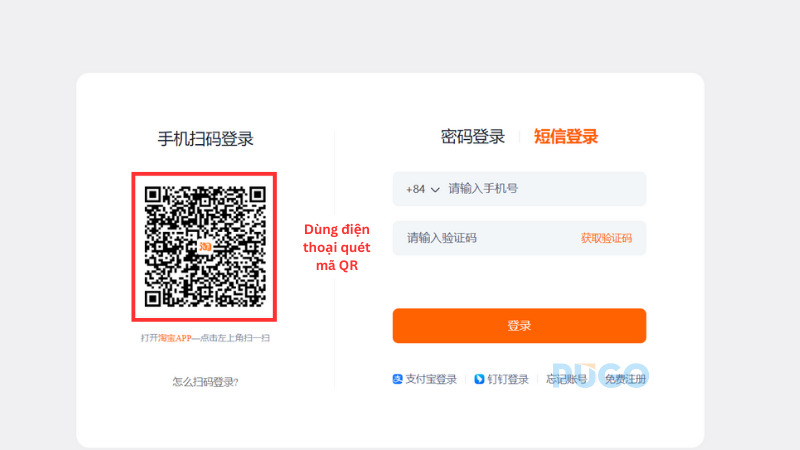 Đăng nhập Taobao bằng cách quét QR