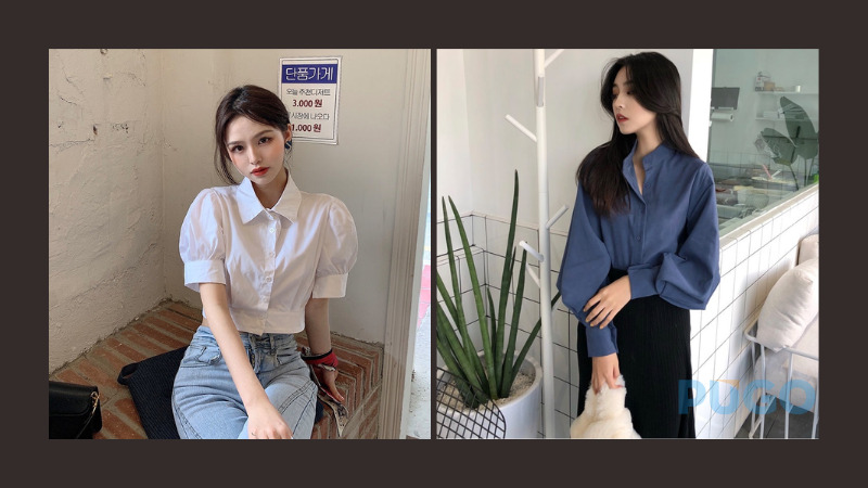 Áo sơ mi tay bồng cổ điển 