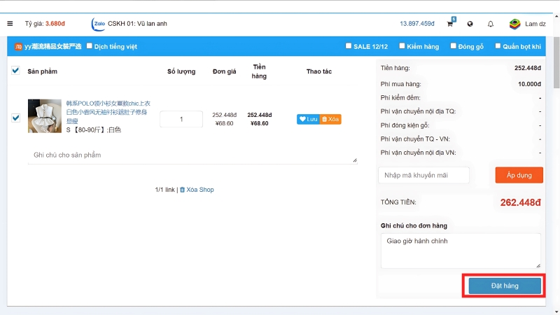 Kiểm tra thông tin sản phẩm, và bấm Đặt hàng Kiểm tra thông tin sản phẩm, và bấm Đặt hàng