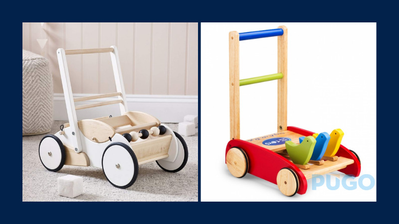 Xe tập đi bằng gỗ có tay đẩy Xe tập đi bằng gỗ có tay đẩy