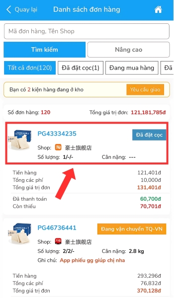 Chọn vào sản phẩm
