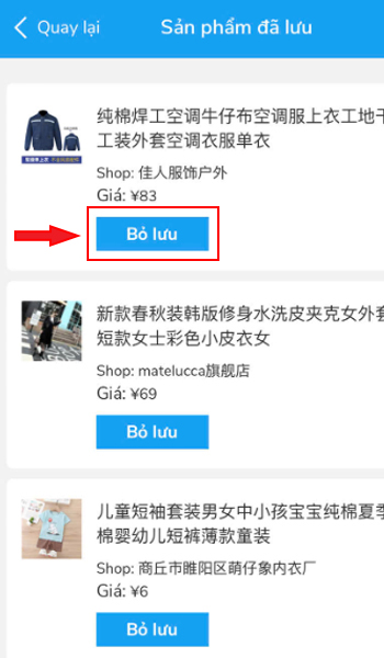 Bỏ lưu sản phẩm