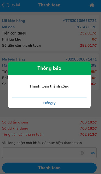 Thanh toán thành công