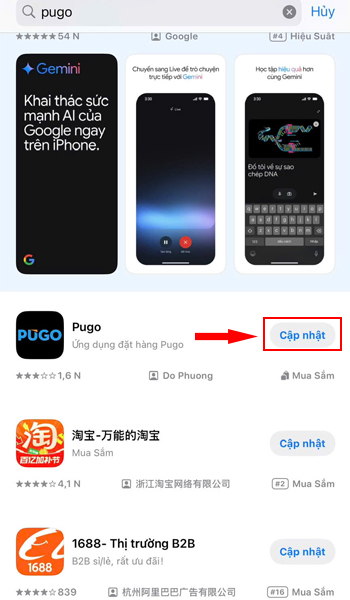 Cập nhật Pugo app order Taobao