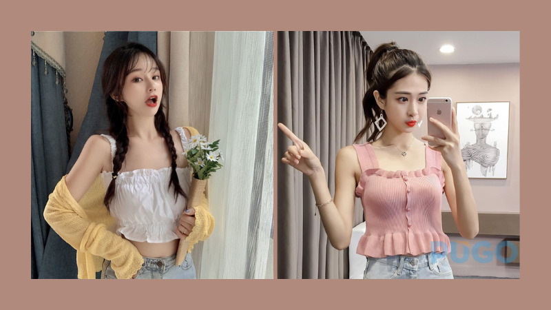 Áo 2 dây nhún bèo Áo 2 dây nhún bèo