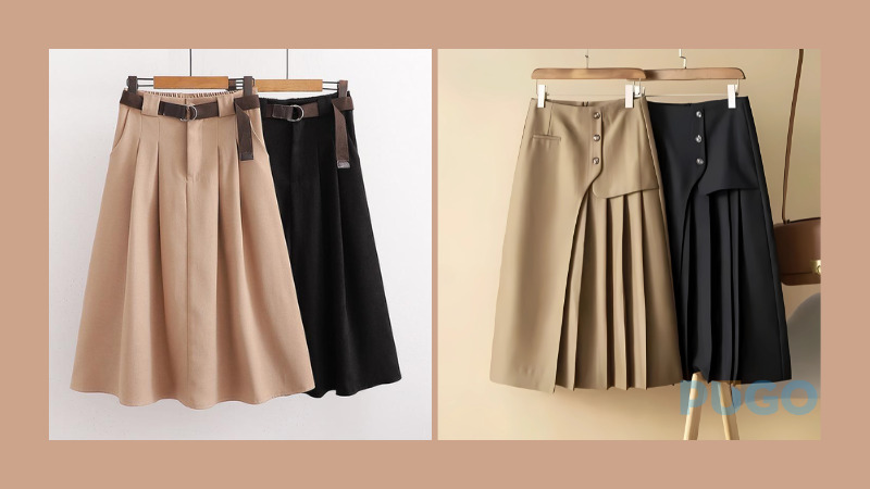 Chân váy chữ A xếp ly Chân váy chữ A xếp ly