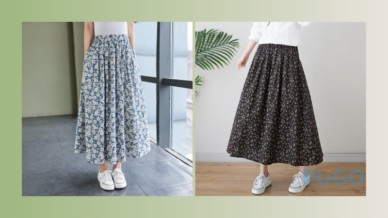 Chân váy hoa nhí dáng dài Chân váy hoa nhí dáng dài