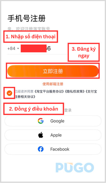Đồng ý các điều kiện và bấm Đăng ký Đồng ý các điều kiện và bấm Đăng ký