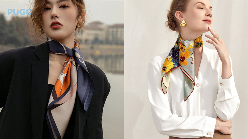 Khăn lụa in họa tiết