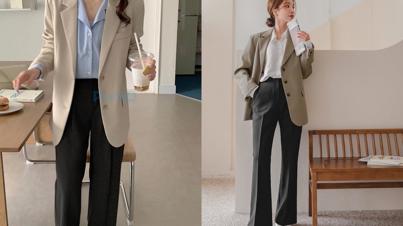 Áo blazer kết hợp áo sơ mi
