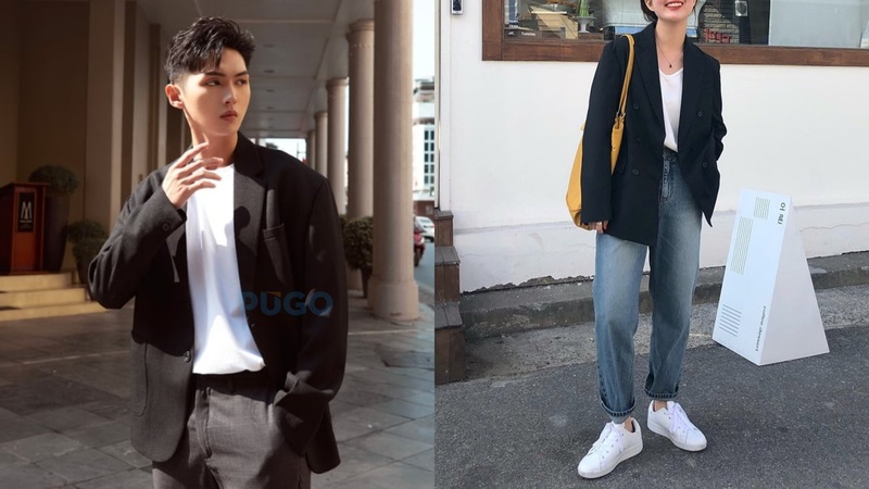 Áo blazer mix với áo phông