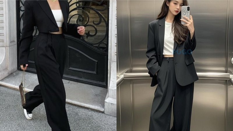 Áo blazer kết hợp cùng áo croptop