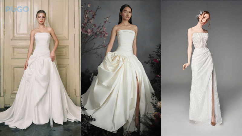 Váy cưới chiết eo thấp