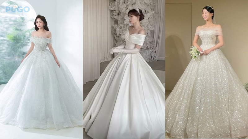 Váy cưới trễ vai