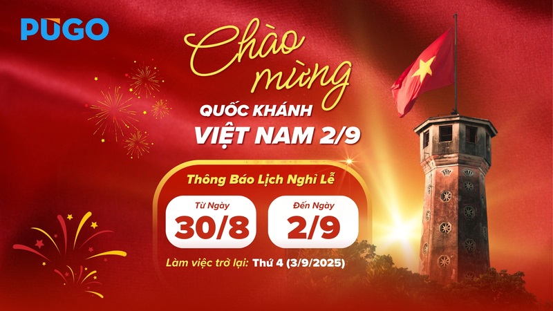 Pugo thông báo lịch nghỉ lễ Quốc khánh 2/9/2025