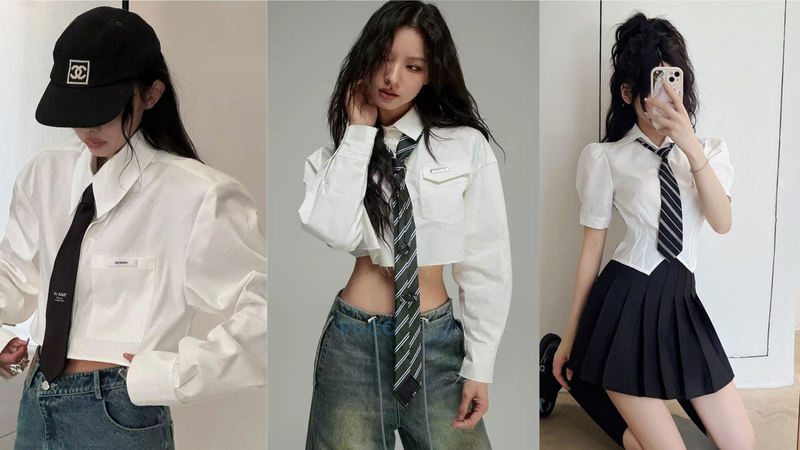 Phối với áo sơ mi croptop Phối với áo sơ mi croptop