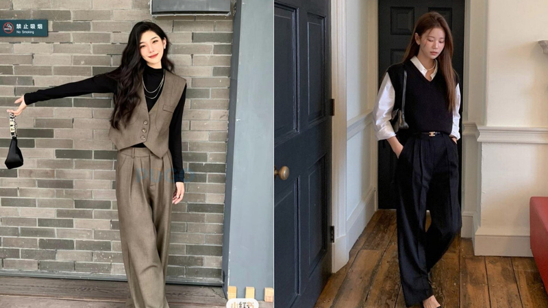 Áo gile với quần âu